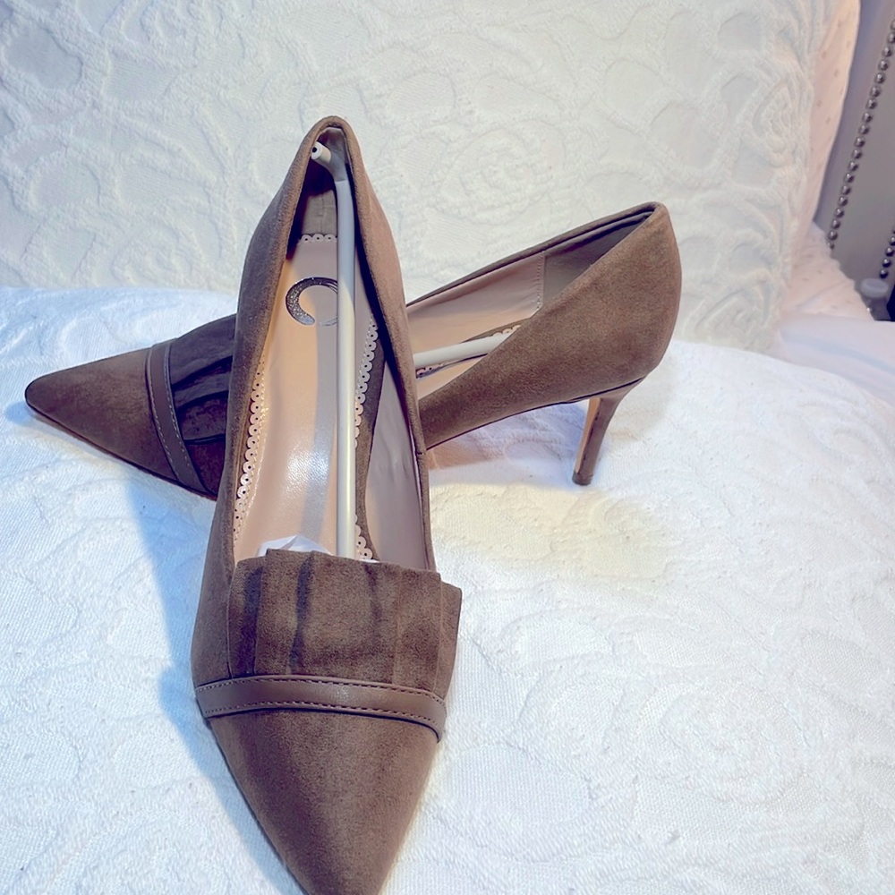 Journee Collection Marek Taupe Microfiber Womens Heels 9M